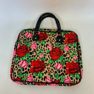 Vintage Betsey Johnson Rose and Leopard Laptop Case Bag